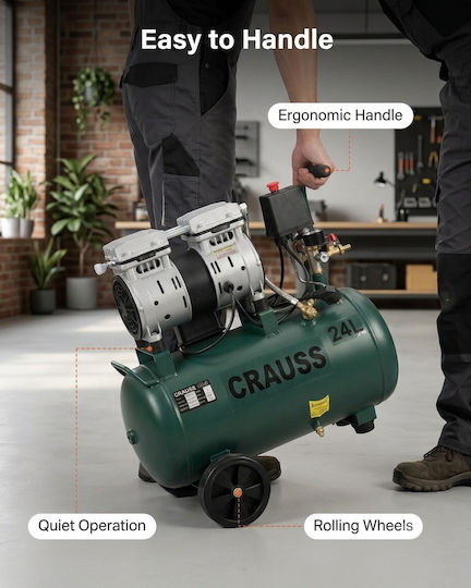 Ehome Einphasiger Luftkompressor mit Leistung 2hp und Luftkammer 24lt