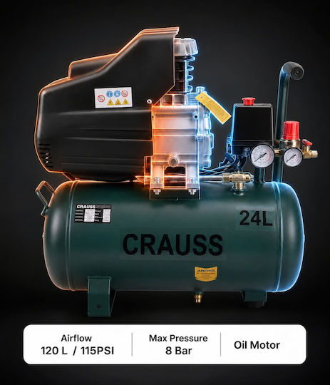 Ehome Einphasiger Luftkompressor mit Leistung 2hp und Luftkammer 24lt