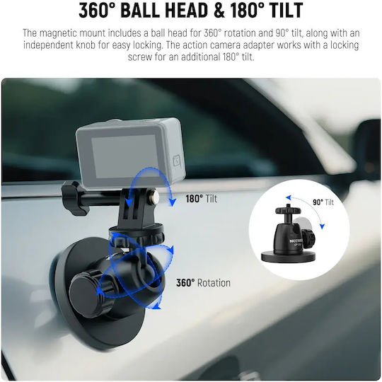 Neewer Basics Gp-101 Suport Magnetic Pentru Dslr Camere De Acțiune Cap Bilă Rotativ 360 De Grade Bază Cu 6 Magneți Protecție Din Silicon Împotriva Zgârieturilor Filet De 1/4 Inch Compatibil Gopro Insta360