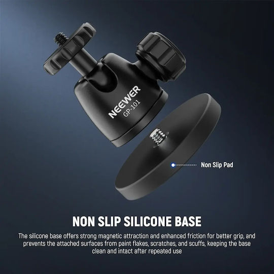 Neewer Basics Gp-101 Suport Magnetic Pentru Dslr Camere De Acțiune Cap Bilă Rotativ 360 De Grade Bază Cu 6 Magneți Protecție Din Silicon Împotriva Zgârieturilor Filet De 1/4 Inch Compatibil Gopro Insta360