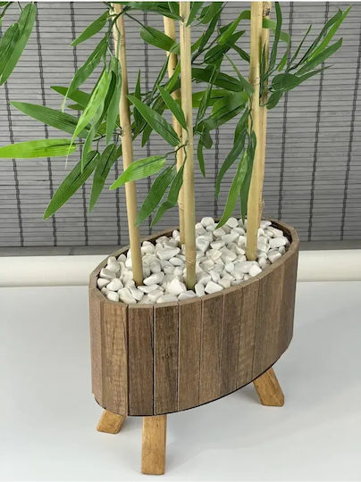 SteweHome Dekoratives Bambusbaum Geflochtene Korb Holz Elliptischer Sockel 5 Stämme