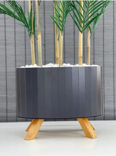 Stewehome Dekorative Topfpflanze Palmyra 6 Stämme Holz-elliptischer Basis Topf