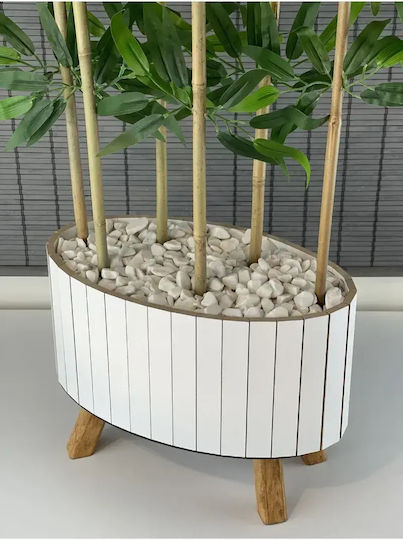 Stewehome Arbore De Bambus Decorativ Frunze Artificiale Deasă Bază Eliptică Din Lemn Picioare