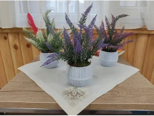 Stewehome Decorative Table White Wicker Pot Natural Texture Lavender