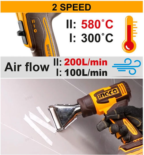 Ingco HGLI2008 Пистолет за горещ въздух 20V