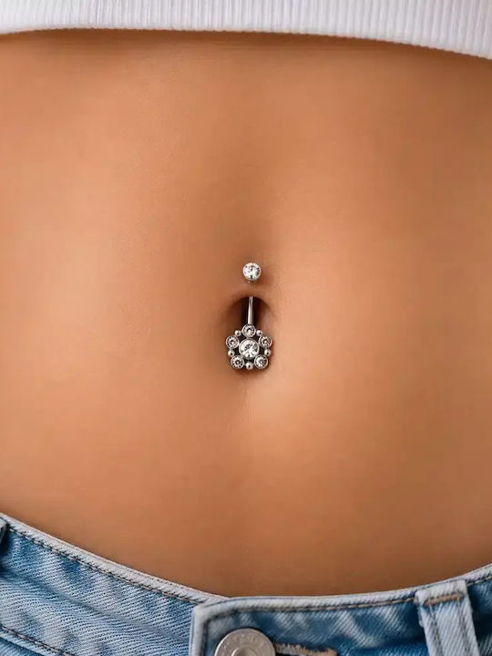 Nire Piercing pentru buric din titan argintiu Nire Piercing pentru buric din titan argintiu