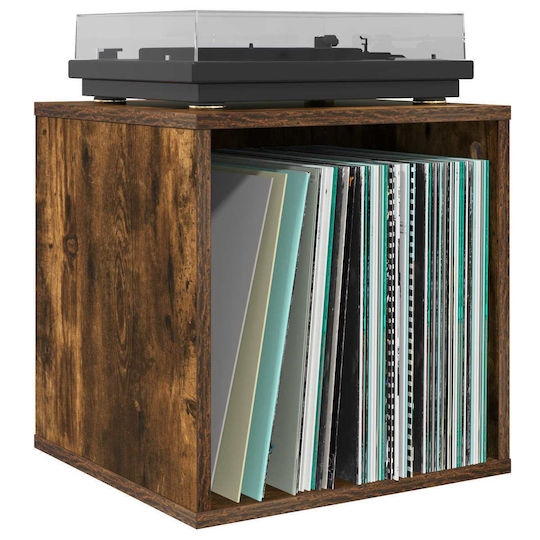 vidaXL Vinyl Album Box Smoked Oak Wood 37 x 36,5 x 38 cm