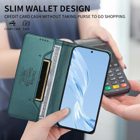 Xiaomi Redmi A7 Pro Case Dierfeng Df-018 Flip Wallet Synthetic Leather PU TPU Green RFID Wallet Stand