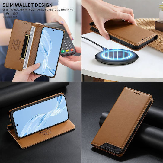 Motorola Edge 70 Fusion 5g Case Dierfeng Strong Magnetic Leather Wallet Brown