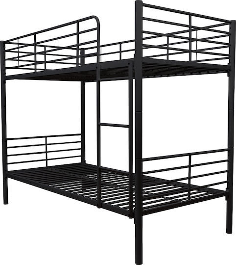 Kids Bed Bunk Single with Mattress Black 90x190cm