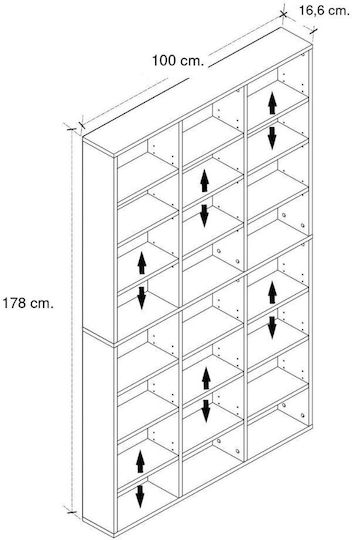 Βιβλιοθήκη Γκρι Σκυροδέματος 100x16.6x178εκ.