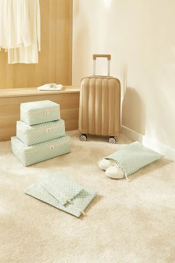 Stewehome Set Organizatori Pentru Valiză Bumbac Model Carouri Set 6 Bucăți 32x25x25 Cm