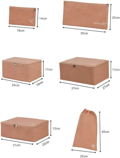 SteweHome Set de Organizatoare de Depozitare pentru Valiză Călătorii 6 Bucăți Poliester 25x40 Cm