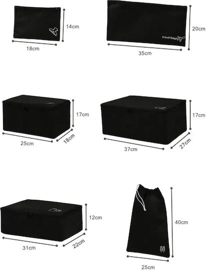 Stewehome Suitcase Storage Organizer Set Travel 6 Pieces Polyester 25x40 Cm
