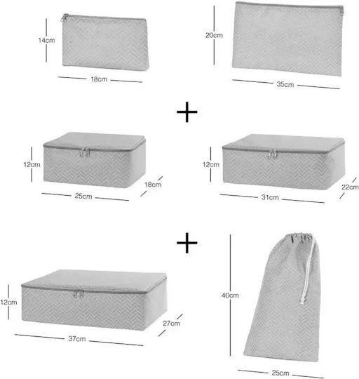 SteweHome Set Organizatoare de Depozitare pentru Valiză Albă Material Parașută Lavabilă 25x40x40 Cm