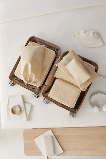 SteweHome Set Organizatoare de Depozitare pentru Valiză Albă Material Parașută Lavabilă 25x40x40 Cm