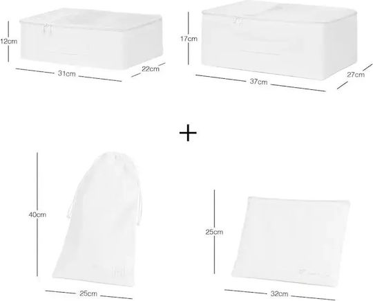 SteweHome Set Organizer-Koffer Weißes Stoff Parasut Waschbar 25x40x40 cm