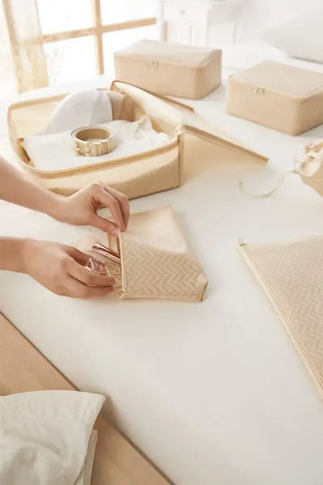SteweHome Set Organizatoare de Depozitare pentru Valiză Albă Material Parașută Lavabilă 25x40x40 Cm