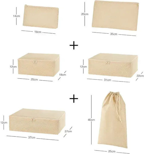SteweHome Set Organizatoare de Depozitare pentru Valiză Albă Material Parașută Lavabilă 25x40x40 Cm