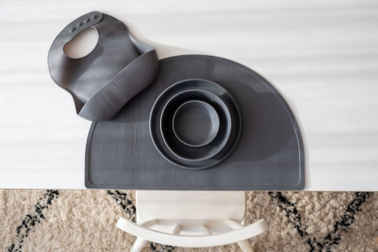 Bib Αδιάβροχη Σαλιάρα Σιλικόνης με Τσέπη Marble Granite Gray