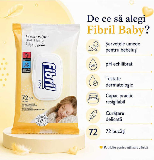 Fibril Μωρομάντηλα χωρίς Οινόπνευμα & Parabens 72τμχ