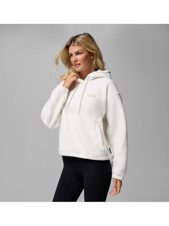Winter Women's Fleece Blouse with Hood White