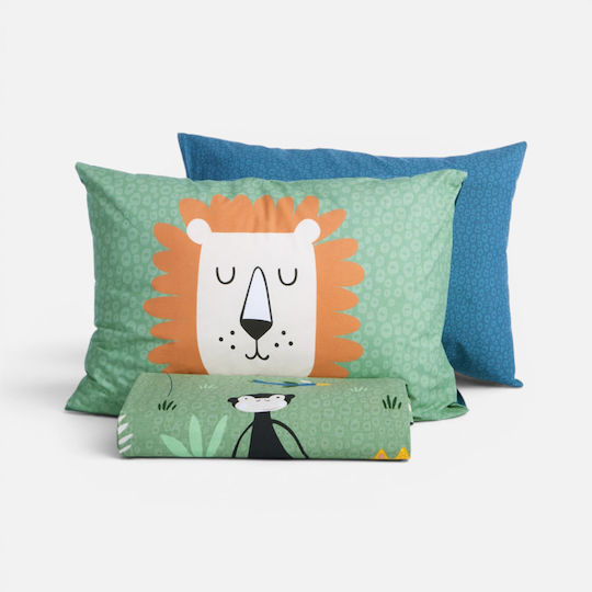 Nef-Nef Homeware Jungle Комплект Детска Паплономатия Единична с Калъфка за Възглавница Памучна Jungle Mania Green 160x240см.