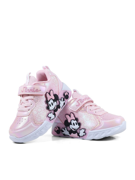 Kids Sneakers with Hook and Loop Closure & Lights Pink