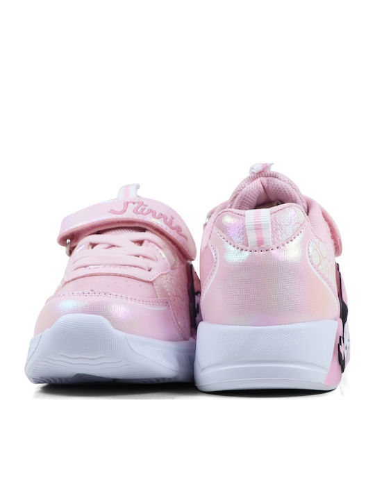Kids Sneakers with Hook and Loop Closure & Lights Pink