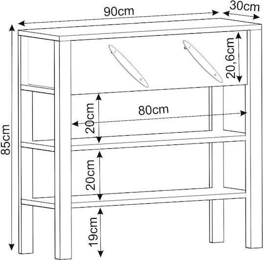 Henric Wooden Console White L90xW30xH85cm