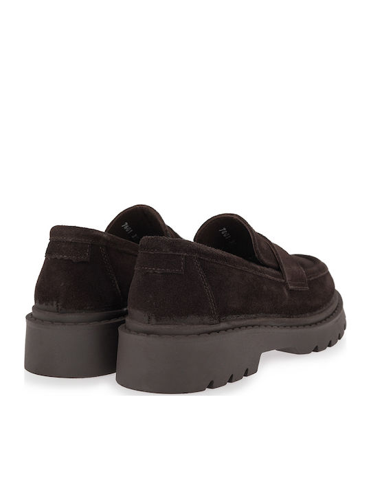 Leather Women's Loafers in Brown Colour