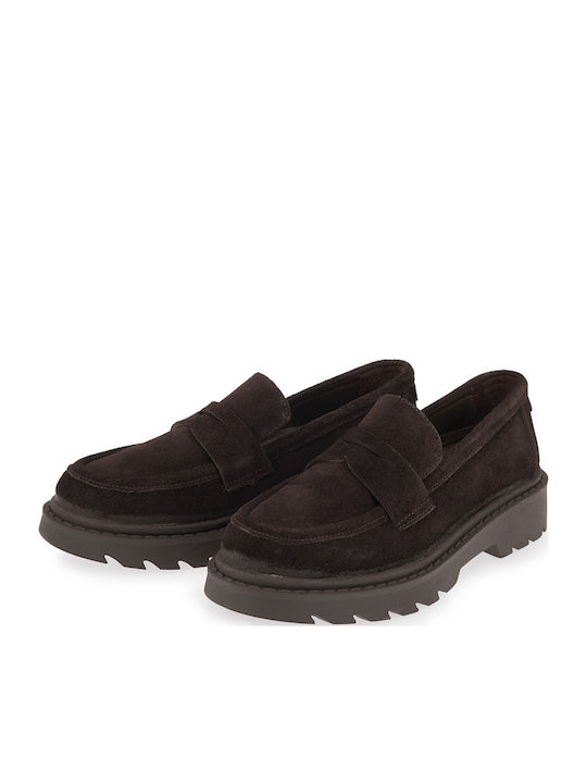 Leather Women's Loafers in Brown Colour