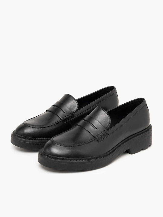Δερμάτινα Γυναικεία Loafers σε Μαύρο Χρώμα