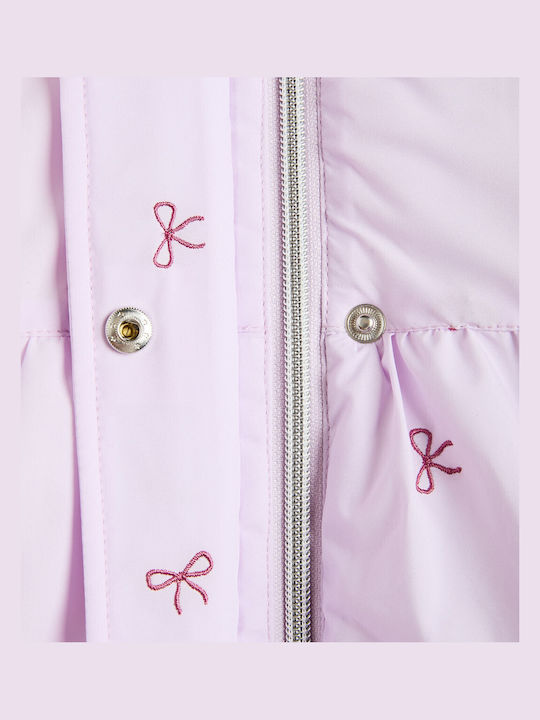 Kids Short Fur Coat with Lining and Hood Lilac
