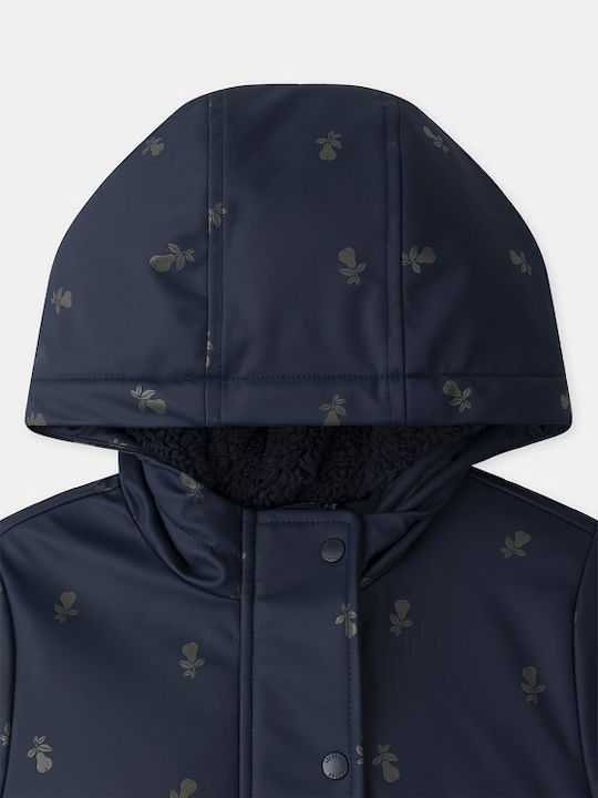 Waterproof Kids Casual Short Jacket with Lining & Hood Blue