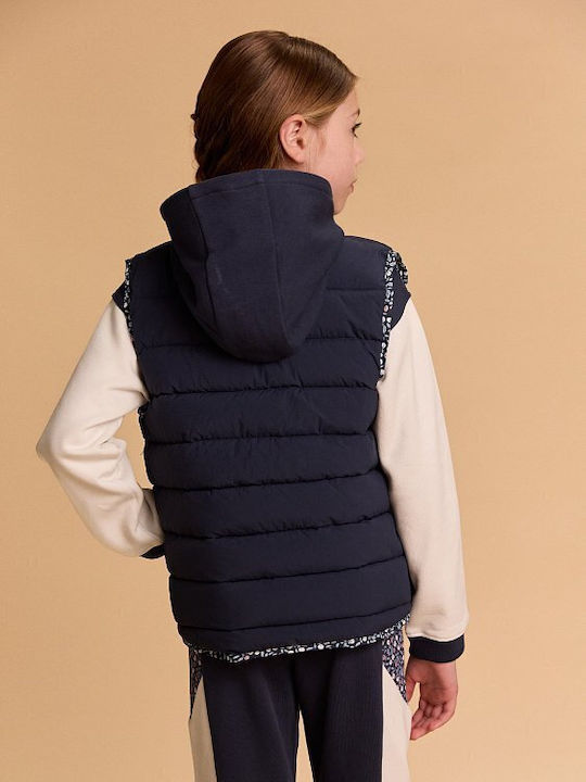 Kids Quilted Sleeveless Short Double Sided Blue