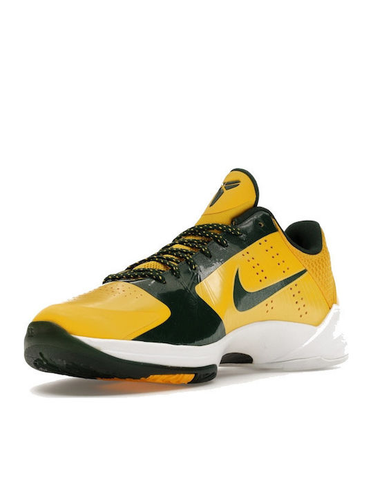 Kobe 5 Rice Away Ниски Баскетболни Обувки Varsity Жълти / Дълбока Зелена / Бели