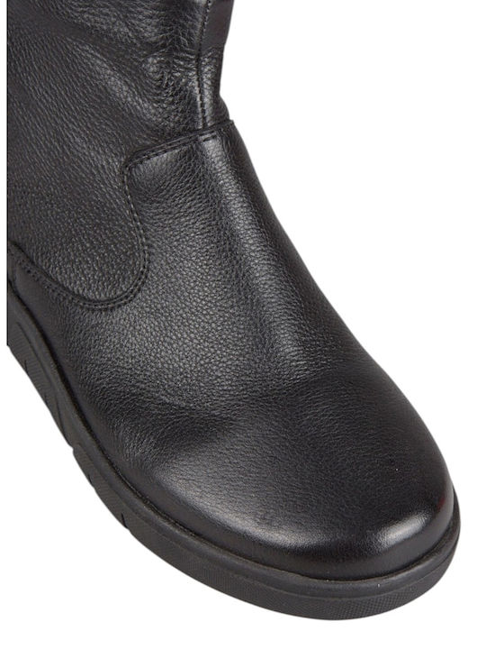 Leder Damen Stiefeletten Schwarz
