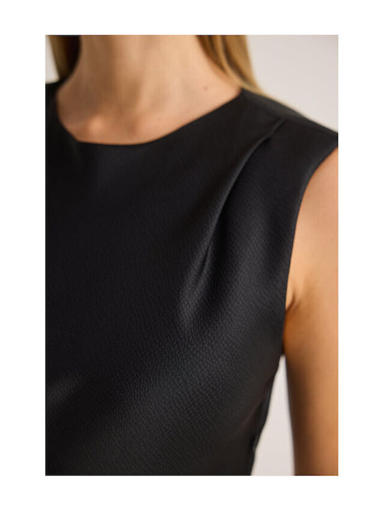 Summer Midi Evening Satin Dress Black