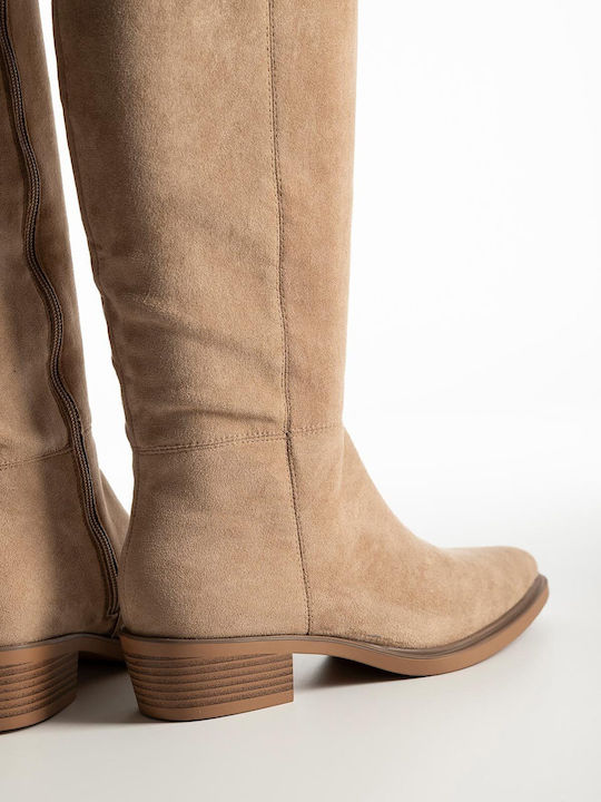 Suede Women's Boots Brown X27-310-6502-1-Pouro