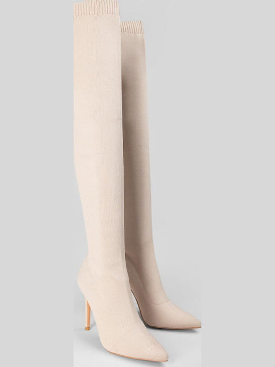 Women's Boots Over the Knee Beige