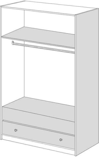 Δίφυλλη Ντουλάπα με Πατάρι 102x60x233cm Σταχτί Δίφυλλη Ντουλάπα με Πατάρι 102x60x233cm Σταχτί
