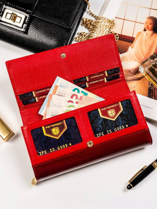 Large Leather Women's Wallet with RFID Red