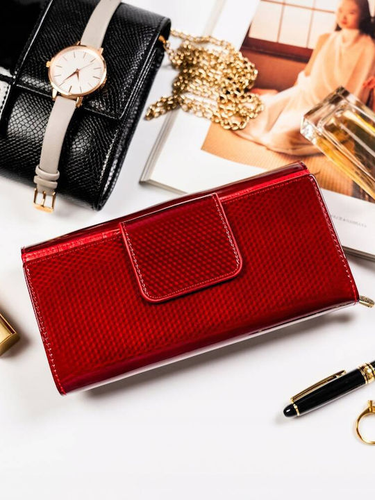 Large Leather Women's Wallet with RFID Red