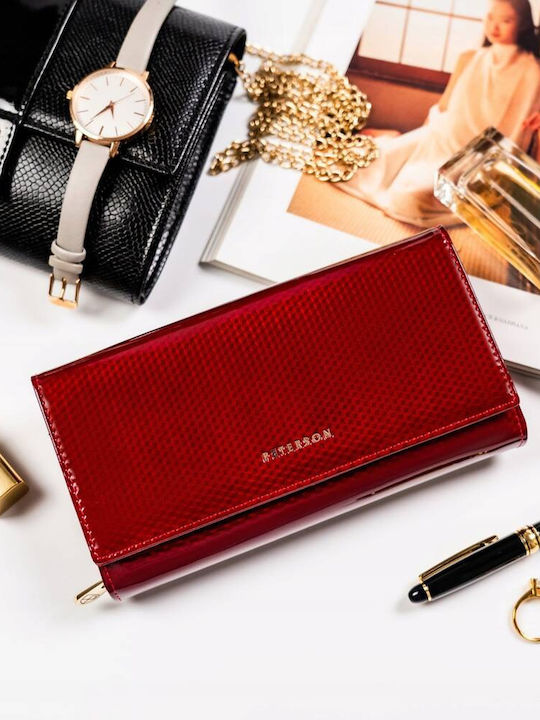Large Leather Women's Wallet with RFID Red