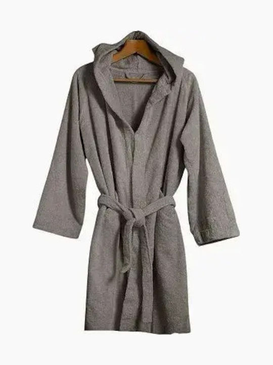 Hatzitex Hooded Grey Bathrobe HATZITEX Grey NoXL Hatz.Mpournouzi