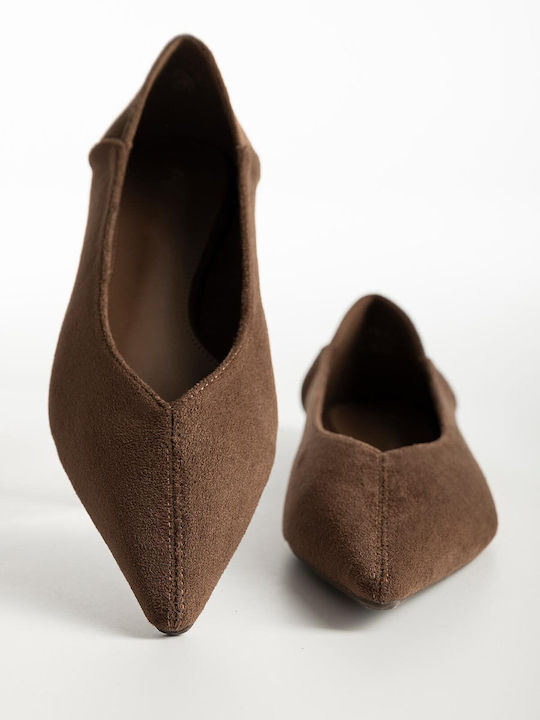 Bozikis Suede Γυναικείες Μπαλαρίνες Μυτερές Καφέ Bozikis Suede Γυναικείες Μπαλαρίνες Μυτερές Καφέ