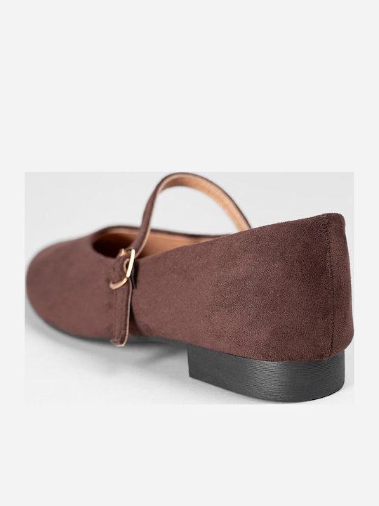 Super Mode Wildleder Damen Ballerinas Spitz zulaufend Braun