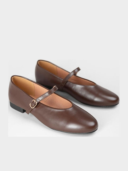 Damen Ballerinas Spitz zulaufend Braune