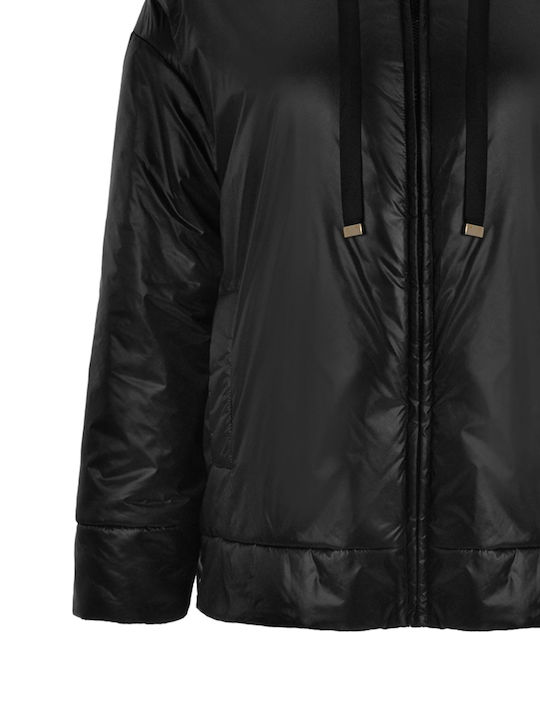 Дълго Дамско Puffer Якето За Зима Черно 8604.4007.Н-black